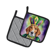 Load image into Gallery viewer, English Foxhound King of Mardi Gras Pot Holders - Set of 2 Decorative Kitchen Helpers | Made in the USA