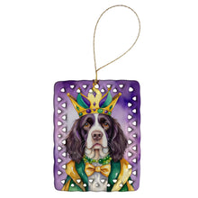 Load image into Gallery viewer, English Springer Spaniel King of Mardi Gras Porcelain Ornament