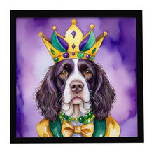 Load image into Gallery viewer, English Springer Spaniel King of Mardi Gras Framed Metal Print