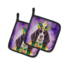 Load image into Gallery viewer, English Springer Spaniel King of Mardi Gras Pot Holders - Set of 2 Decorative Kitchen Helpers | Made in the USA