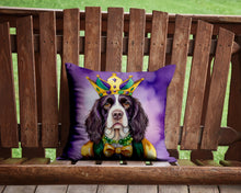 Load image into Gallery viewer, English Springer Spaniel King of Mardi Gras Throw Pillow - 14x14 Decorative Pillow – Art for Your Home &amp; Patio