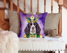 Load image into Gallery viewer, English Springer Spaniel King of Mardi Gras Throw Pillow - 14x14 Decorative Pillow – Art for Your Home &amp; Patio