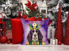 Load image into Gallery viewer, English Springer Spaniel King of Mardi Gras Throw Pillow - 14x14 Decorative Pillow – Art for Your Home &amp; Patio