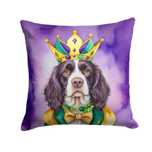 Load image into Gallery viewer, English Springer Spaniel King of Mardi Gras Throw Pillow - 14x14 Decorative Pillow – Art for Your Home &amp; Patio