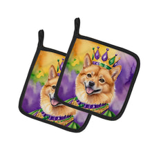 Load image into Gallery viewer, Finnish Spitz King of Mardi Gras Pot Holders - Set of 2 Decorative Kitchen Helpers | Made in the USA