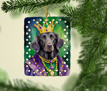 Load image into Gallery viewer, Flat-Coated Retriever King of Mardi Gras Porcelain Ornament