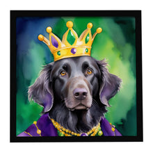 Load image into Gallery viewer, Flat-Coated Retriever King of Mardi Gras Framed Metal Print
