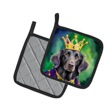 Load image into Gallery viewer, Flat-Coated Retriever King of Mardi Gras Pot Holders - Set of 2 Decorative Kitchen Helpers | Made in the USA