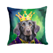 Load image into Gallery viewer, Flat-Coated Retriever King of Mardi Gras Throw Pillow