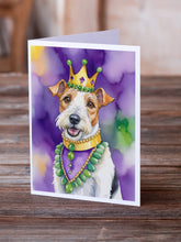 Load image into Gallery viewer, Fox Terrier King of Mardi Gras Greeting Cards - Blank Note Cards – 8-Pack of Artist-Designed Cards with Envelopes