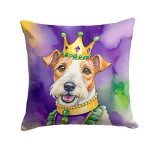 Load image into Gallery viewer, Fox Terrier King of Mardi Gras Throw Pillow - 14x14 Decorative Pillow – Art for Your Home &amp; Patio