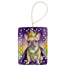 Load image into Gallery viewer, French Bulldog King of Mardi Gras Porcelain Ornament