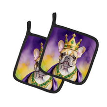 Load image into Gallery viewer, French Bulldog King of Mardi Gras Pot Holders - Set of 2 Decorative Kitchen Helpers | Made in the USA