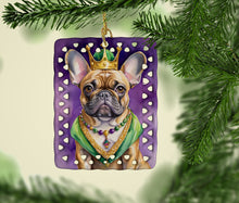 Load image into Gallery viewer, French Bulldog King of Mardi Gras Porcelain Ornament