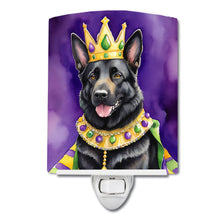 Load image into Gallery viewer, Black German Shepherd King of Mardi Gras Ceramic Night Light