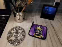 Load image into Gallery viewer, Black German Shepherd King of Mardi Gras Pot Holders - Set of 2 Decorative Kitchen Helpers | Made in the USA