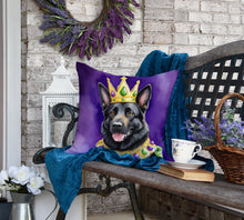 Load image into Gallery viewer, Black German Shepherd King of Mardi Gras Throw Pillow