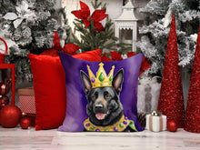 Load image into Gallery viewer, Black German Shepherd King of Mardi Gras Throw Pillow