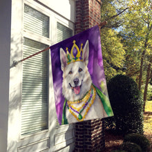Load image into Gallery viewer, White German Shepherd King of Mardi Gras House Flag