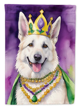 Load image into Gallery viewer, White German Shepherd King of Mardi Gras House Flag
