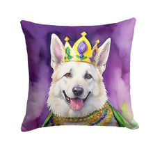 Load image into Gallery viewer, White German Shepherd King of Mardi Gras Throw Pillow - 14x14 Decorative Pillow – Art for Your Home &amp; Patio