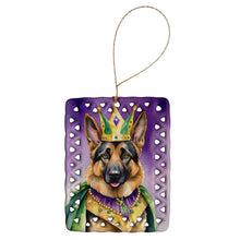 Load image into Gallery viewer, German Shepherd King of Mardi Gras Porcelain Ornament