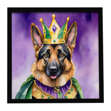Load image into Gallery viewer, German Shepherd King of Mardi Gras Framed Metal Print