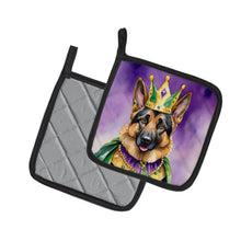 Load image into Gallery viewer, German Shepherd King of Mardi Gras Pot Holders - Set of 2 Decorative Kitchen Helpers | Made in the USA