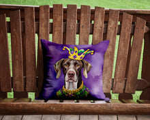 Load image into Gallery viewer, German Shorthaired Pointer King of Mardi Gras Throw Pillow - 14x14 Decorative Pillow – Art for Your Home &amp; Patio