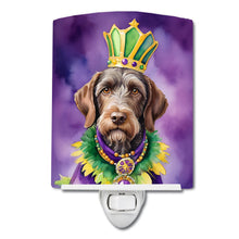Load image into Gallery viewer, German Wirehaired Pointer King of Mardi Gras Ceramic Night Light