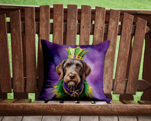 Load image into Gallery viewer, German Wirehaired Pointer King of Mardi Gras Throw Pillow - 14x14 Decorative Pillow – Art for Your Home &amp; Patio