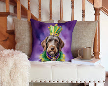 Load image into Gallery viewer, German Wirehaired Pointer King of Mardi Gras Throw Pillow - 14x14 Decorative Pillow – Art for Your Home &amp; Patio