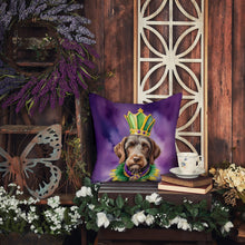 Load image into Gallery viewer, German Wirehaired Pointer King of Mardi Gras Throw Pillow - 14x14 Decorative Pillow – Art for Your Home &amp; Patio