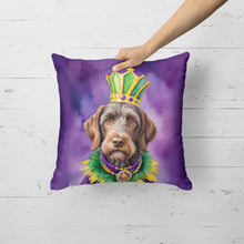 Load image into Gallery viewer, German Wirehaired Pointer King of Mardi Gras Throw Pillow