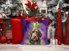 Load image into Gallery viewer, German Wirehaired Pointer King of Mardi Gras Throw Pillow