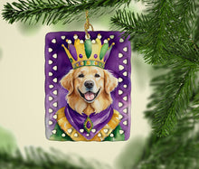 Load image into Gallery viewer, Golden Retriever King of Mardi Gras Porcelain Ornament