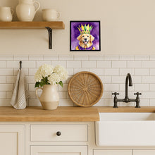 Load image into Gallery viewer, Golden Retriever King of Mardi Gras Framed Metal Print