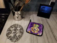 Load image into Gallery viewer, Golden Retriever King of Mardi Gras Pot Holders - Set of 2 Decorative Kitchen Helpers | Made in the USA