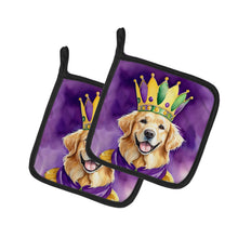 Load image into Gallery viewer, Golden Retriever King of Mardi Gras Pot Holders - Set of 2 Decorative Kitchen Helpers | Made in the USA