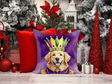 Load image into Gallery viewer, Golden Retriever King of Mardi Gras Throw Pillow