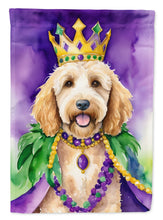 Load image into Gallery viewer, Goldendoodle King of Mardi Gras House Flag
