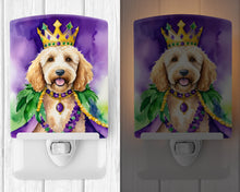 Load image into Gallery viewer, Goldendoodle King of Mardi Gras Ceramic Night Light