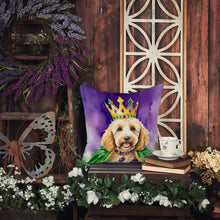 Load image into Gallery viewer, Goldendoodle King of Mardi Gras Throw Pillow - 14x14 Decorative Pillow – Art for Your Home &amp; Patio