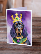 Load image into Gallery viewer, Gordon Setter King of Mardi Gras Greeting Cards - Blank Note Cards – 8-Pack of Artist-Designed Cards with Envelopes
