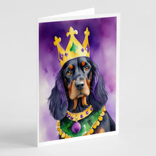 Load image into Gallery viewer, Gordon Setter King of Mardi Gras Greeting Cards - Blank Note Cards – 8-Pack of Artist-Designed Cards with Envelopes