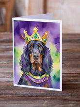 Load image into Gallery viewer, Gordon Setter King of Mardi Gras Greeting Cards - Blank Note Cards – 8-Pack of Artist-Designed Cards with Envelopes