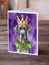 Load image into Gallery viewer, Great Dane King of Mardi Gras Greeting Cards - Blank Note Cards – 8-Pack of Artist-Designed Cards with Envelopes