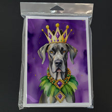 Load image into Gallery viewer, Great Dane King of Mardi Gras Greeting Cards - Blank Note Cards – 8-Pack of Artist-Designed Cards with Envelopes
