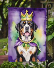 Load image into Gallery viewer, Greater Swiss Mountain Dog King of Mardi Gras Garden Flag - Vibrant Dog-Themed Yard Decor by Caroline's Treasures