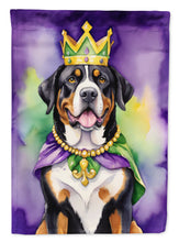 Load image into Gallery viewer, Greater Swiss Mountain Dog King of Mardi Gras Garden Flag - Vibrant Dog-Themed Yard Decor by Caroline's Treasures